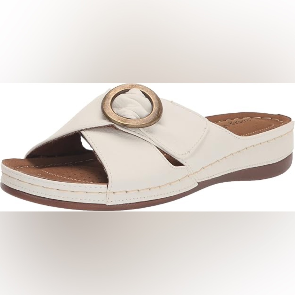 Easy Street Cream Slide Sandals